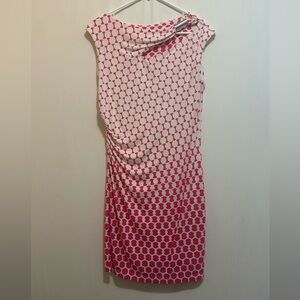 Donna Morgan One Shoulder Dress in Pink and White